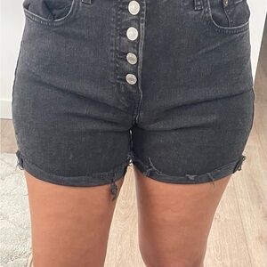 GAP Black High-Rise Button-Fly Denim Shorts